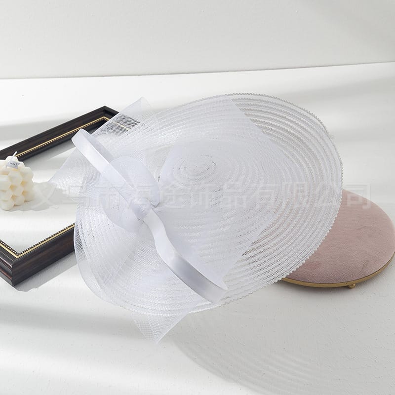 European and American British retro white top hat photo catwalk show Jockey Club hair accessories headband evening wear matching headdress in stock