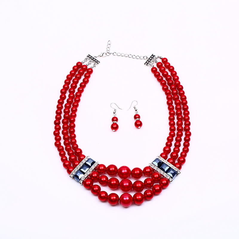 Internet Celebrant Popular Fashion Bride Imitation Pearl Necklace Earrings Set Women's All-match Decorative Stall Night Market Headwear Wholesale