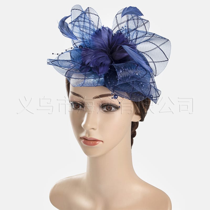 New Old Shanghai vintage mesh feather bowler hat Headdress Ball dinner elegant hair accessories bowler hat wholesale