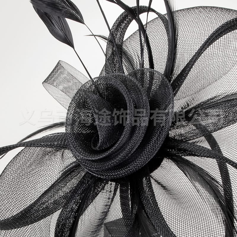 British socialite cheongsam black top hat headband performance headdress vintage bridal headband hair accessories source factory wholesale