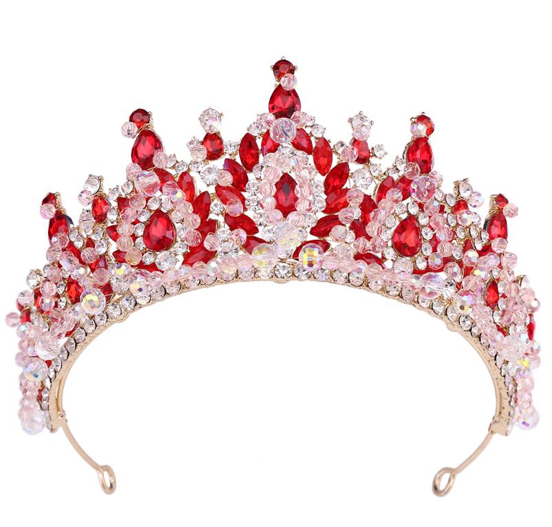 Wholesale New Fashion Luxury Bride Wedding Crown Color Crystal Rhinestone Alloy Hair Accessories