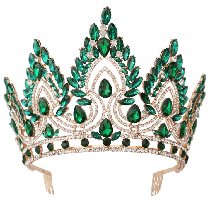 Luxury Hair Jewelry Baroque Beauty Pageant Combs Crown Alloy Electroplated Crystal Wedding Headbands 