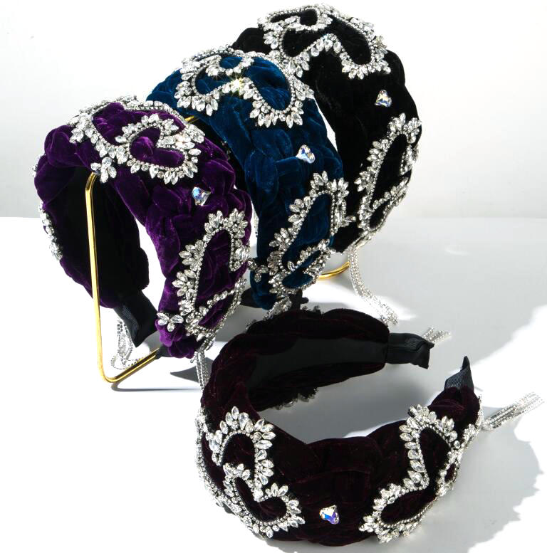 European and American wide and thick woven hair band fashionable heart-shaped butterfly fringed headband