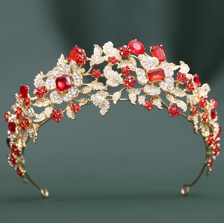 Cross-border crown headpiece hairband with rhinestones princess flower wedding dress accessory