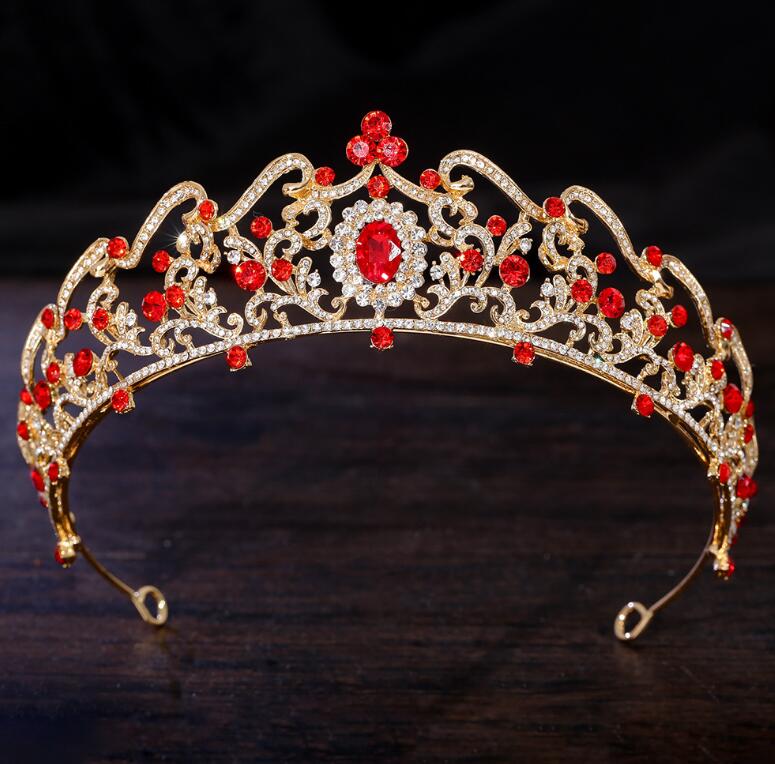 European and American bride headpieces baroque crown with rhinestones Princess crown