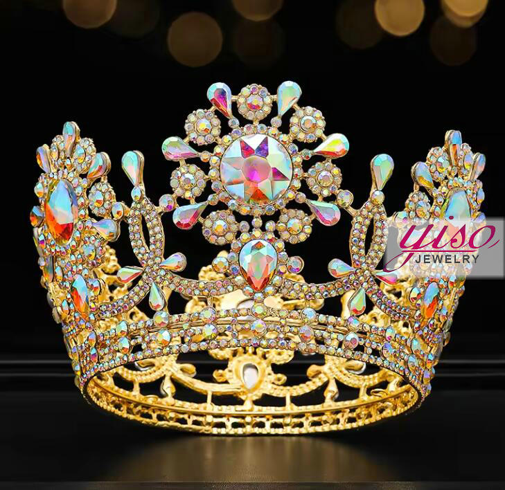 Baroque beauty pageant tiara crystal crown stage queen's dress headpiece luxurious crystal hair accessories