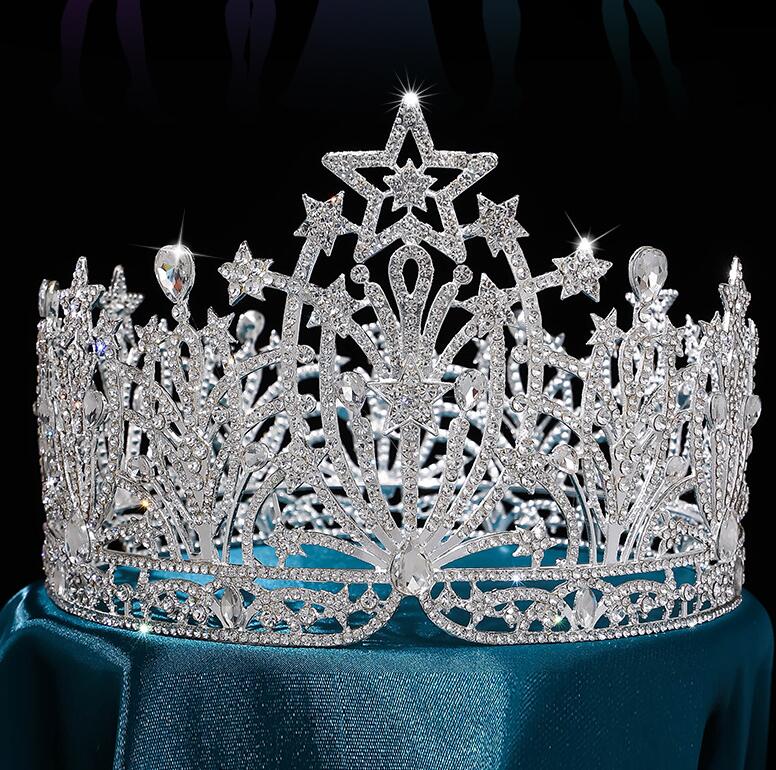 Luxury crystal star beauty pageant for European and American brides' wedding headpieces and crowns