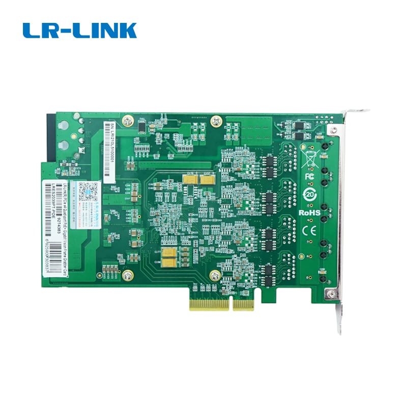 LR-LINK LRES2039PT-POE PCIe X4 Quad 4*RJ45 Port Copper GigE PoE+ Frame Grabber for Machine Vision Ethernet Network Card Adapter