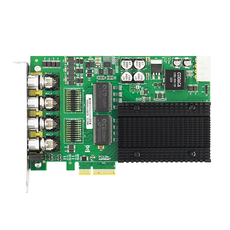 LRES4011MT-POE M12 X-code PCIe X4 Quad Port PoE+ M12 Gigabit Vision Frame Grabber Card Rail Transport
