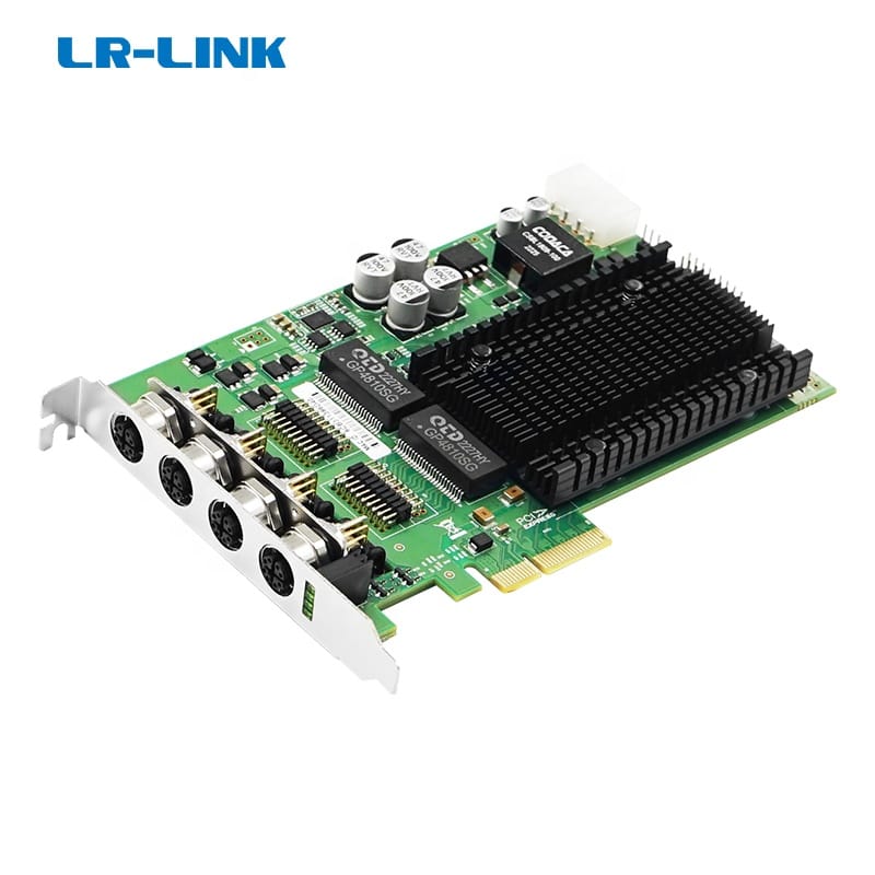 LRES4011MT-POE M12 X-code PCIe X4 Quad Port PoE+ M12 Gigabit Vision Frame Grabber Card Rail Transport