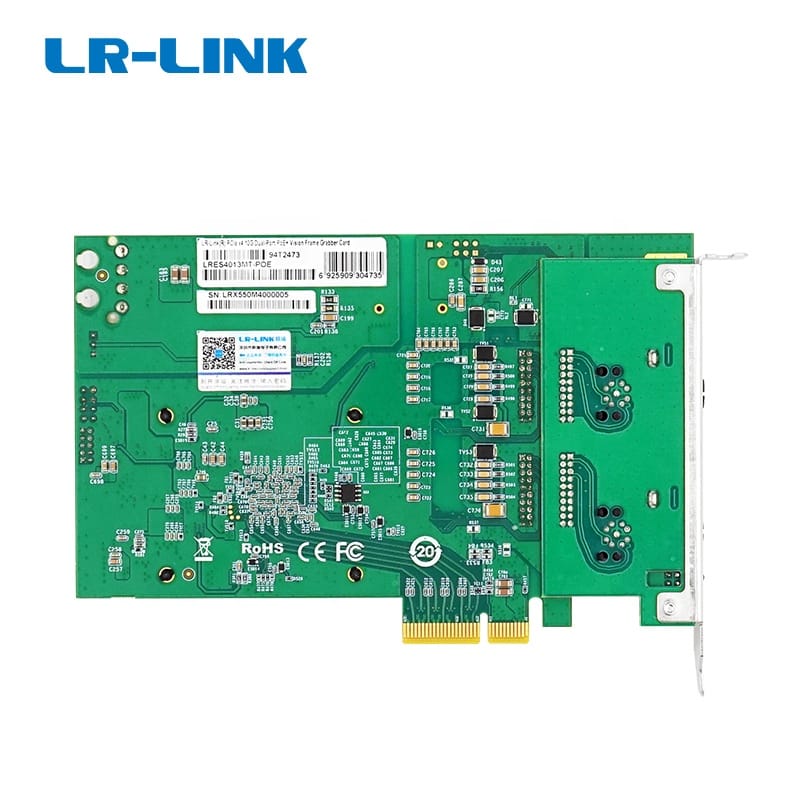 LR-LINK LRES4013MT-POE  PCIe X4 Dual-port 10G PoE+ M12 Gigabit Vision Frame Grabber Card