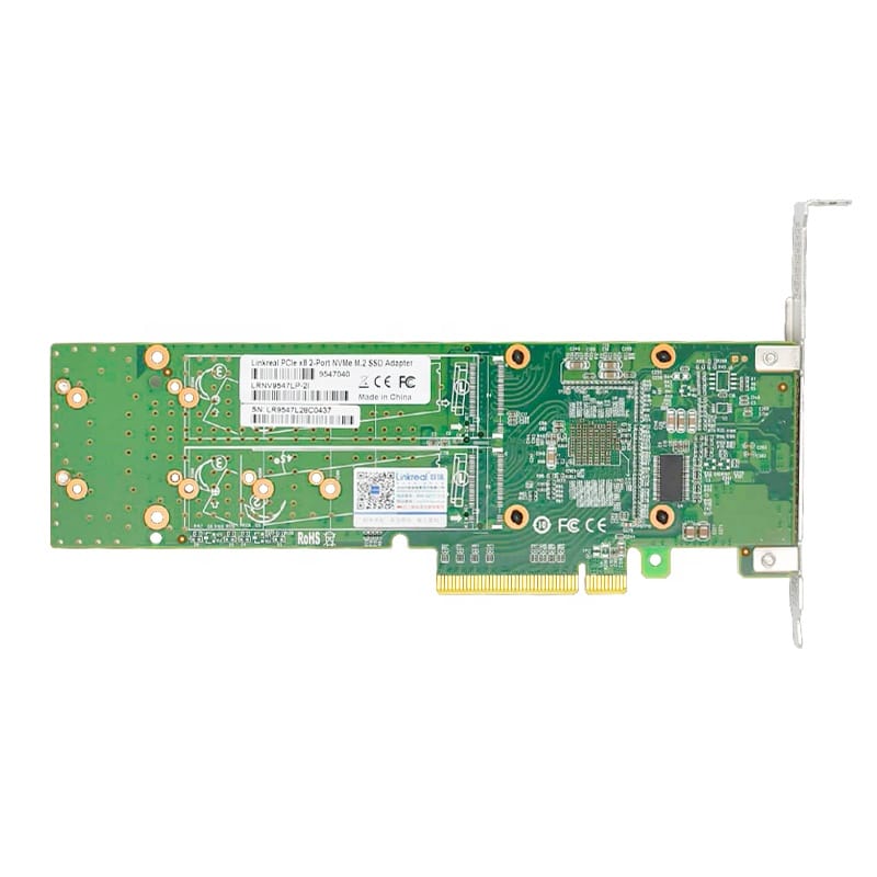 Linkreal LRNV9547LP-2I PCI Express X 8 to Dual M.2 NVMe SSD Switch Adapter