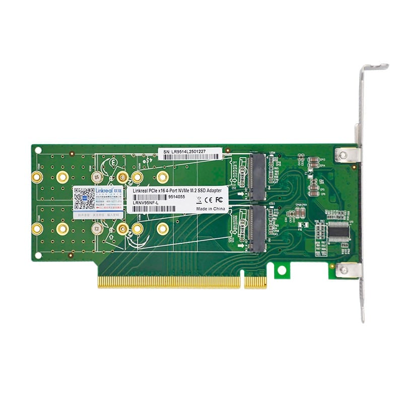Linkreal PCIe X16 to 4 Port M.2 NVMe SSD Adapter