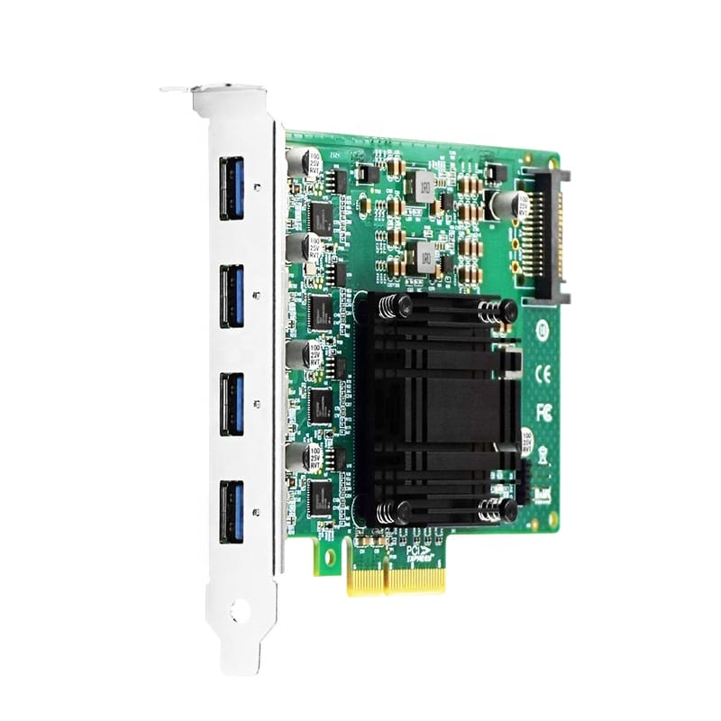 Linkreal LRSU9A72-4A(3U) PCIe X4 Quad Ports USB3.0 Type-A 5Gb 4*USB3.0 Adapter Expansion Card  for Industrial USB Camera