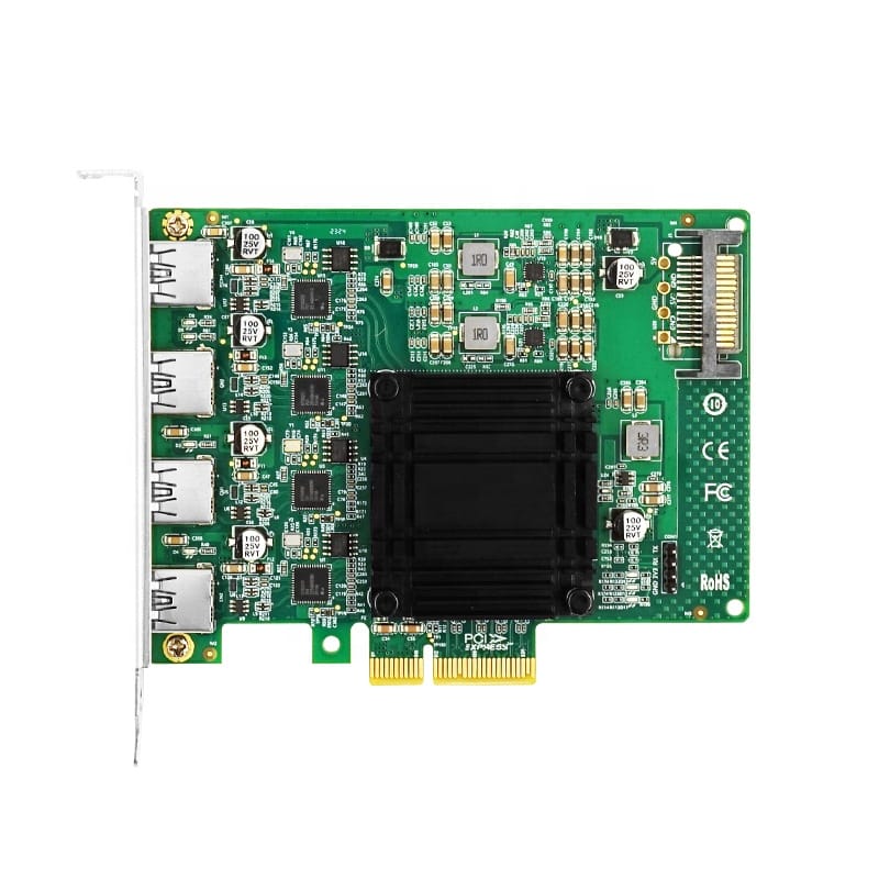 Linkreal LRSU9A72-4A(3U) PCIe X4 Quad Ports USB3.0 Type-A 5Gb 4*USB3.0 Adapter Expansion Card  for Industrial USB Camera