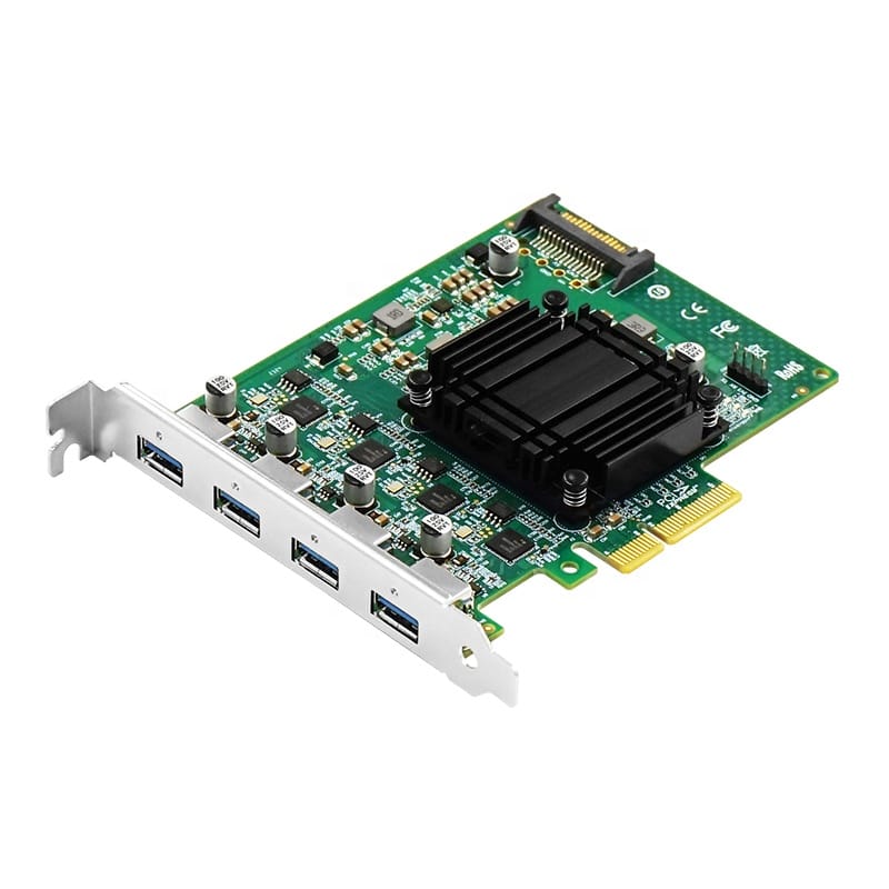 Linkreal LRSU9A72-4A(3U) PCIe X4 Quad Ports USB3.0 Type-A 5Gb 4*USB3.0 Adapter Expansion Card  for Industrial USB Camera