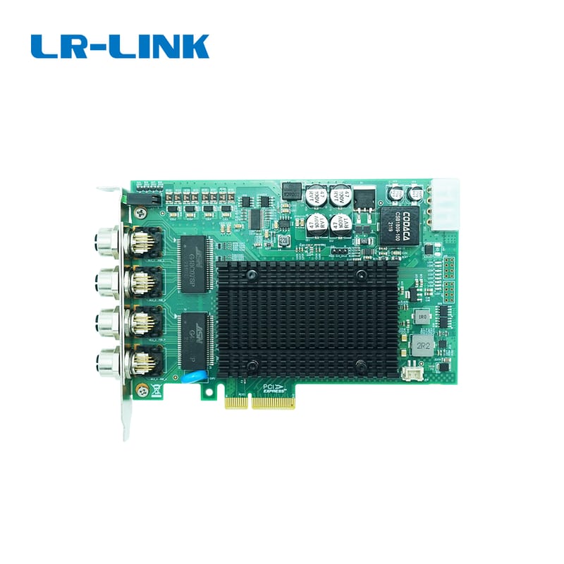 LR-LINK LRES4006MT-PoE PCIe X4 Quad Port 4*RJ45 Gigabit M12 Connector X-Code PoE+ Frame Grabber Card