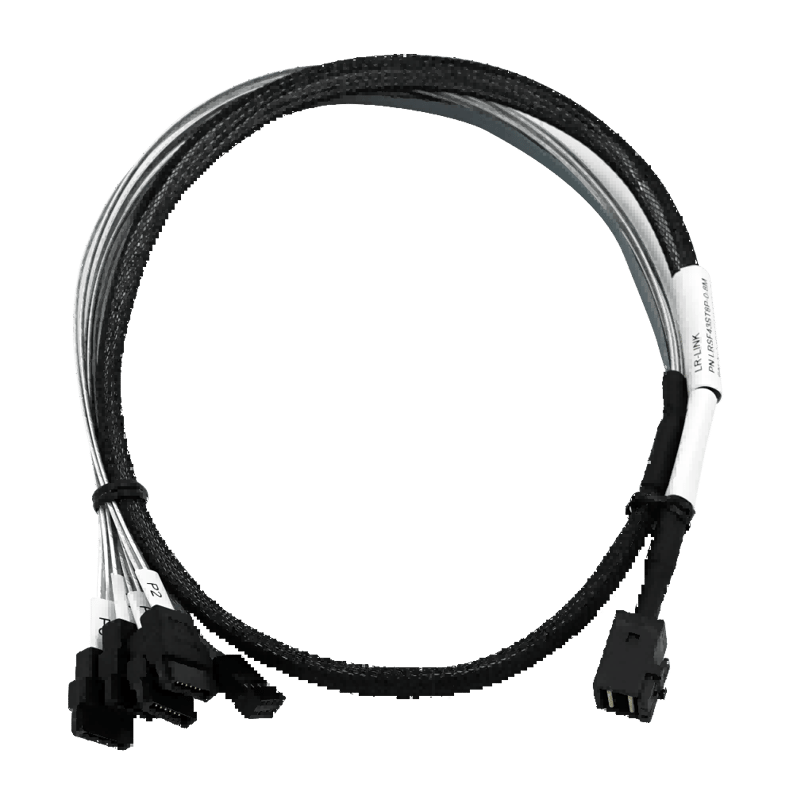 SFF-8643/4SATA+PH2.54 2*4P-0.8m SFF-8643/4SATA+PH2.54 2*4P-0.8m(Sideband),SFF-8643(Motherboard side)