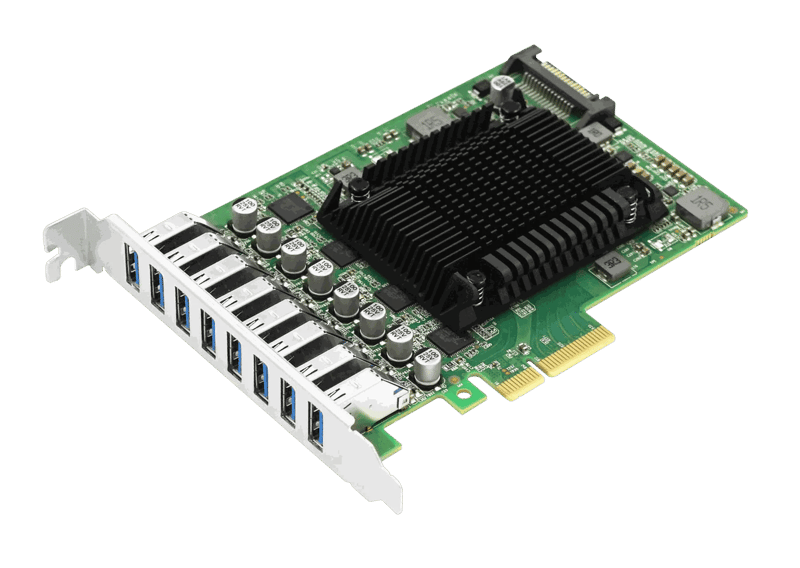 LRSU9A72-8A PCIe 2.0 x8 8-Port USB 3.0 Adapter (Renesas uPD720202 Based) for industrial automation and machine vision.