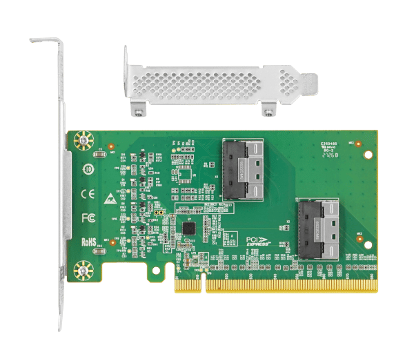 LRNV9F14 PCI Express X16 to Two Ports SlimSAS 2*SFF-8654 8I Riser Adapter Card