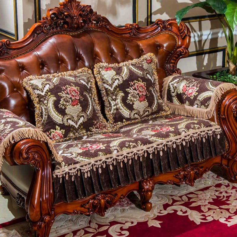 Chenille fabric high-grade European-American leather sofa, non-slip sofa cushion, all-season universal fabric sofa cover sofa cushion, sofa armrest towel, pillowcase can be customized