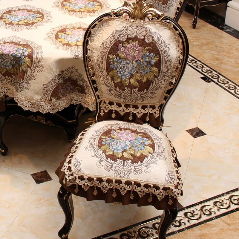 Chenille fabric, high-grade European non-slip dining chair cushion, four-season universal chair cushion, chair cover, tablecloth, table runner, size can be customized