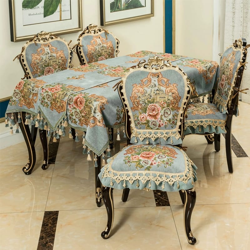 Chenille fabric, high-grade European non-slip dining chair cushion, four-season universal chair cushion, chair cover, tablecloth, table runner, size can be customized