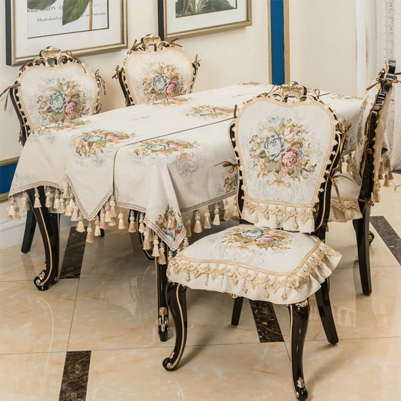 Chenille fabric, high-grade European non-slip dining chair cushion, four-season universal chair cushion, chair cover, tablecloth, table runner, size can be customized