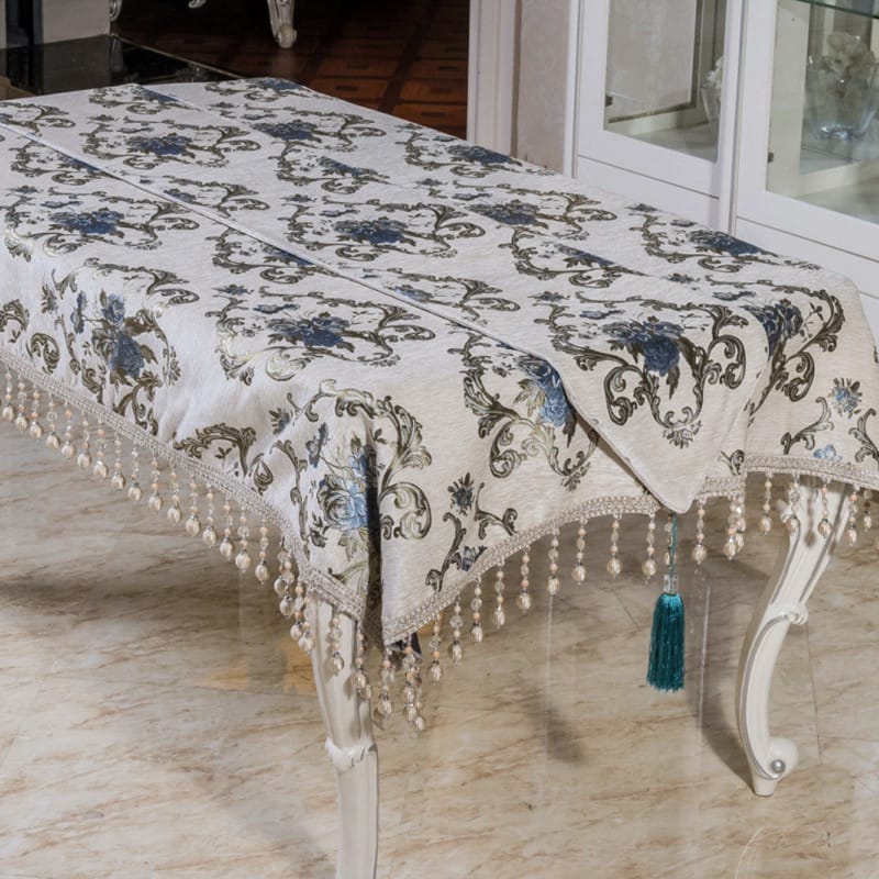 High-grade chenille fabric, European American tablecloth, table runner, coffee table cloth, table runner, round tablecloth, size can be customized