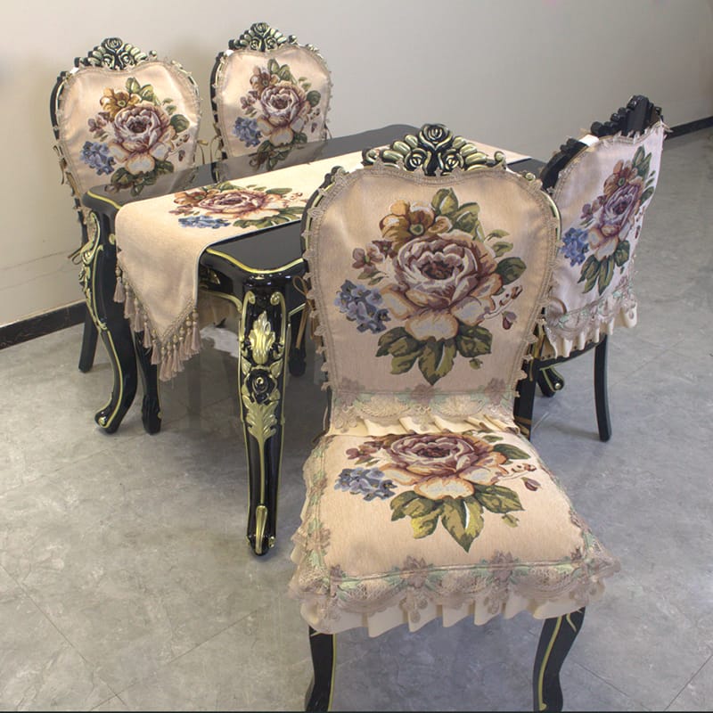 Chenille fabric, high-grade European non-slip dining chair cushion, four-season universal chair cushion, chair cover, tablecloth, table runner, size can be customized