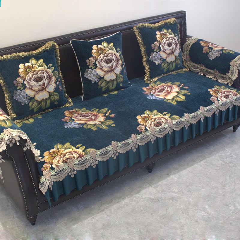 Chenille fabric high-grade European-American leather sofa, non-slip sofa cushion, all-season universal fabric sofa cover sofa cushion, sofa armrest towel, pillowcase can be customized
