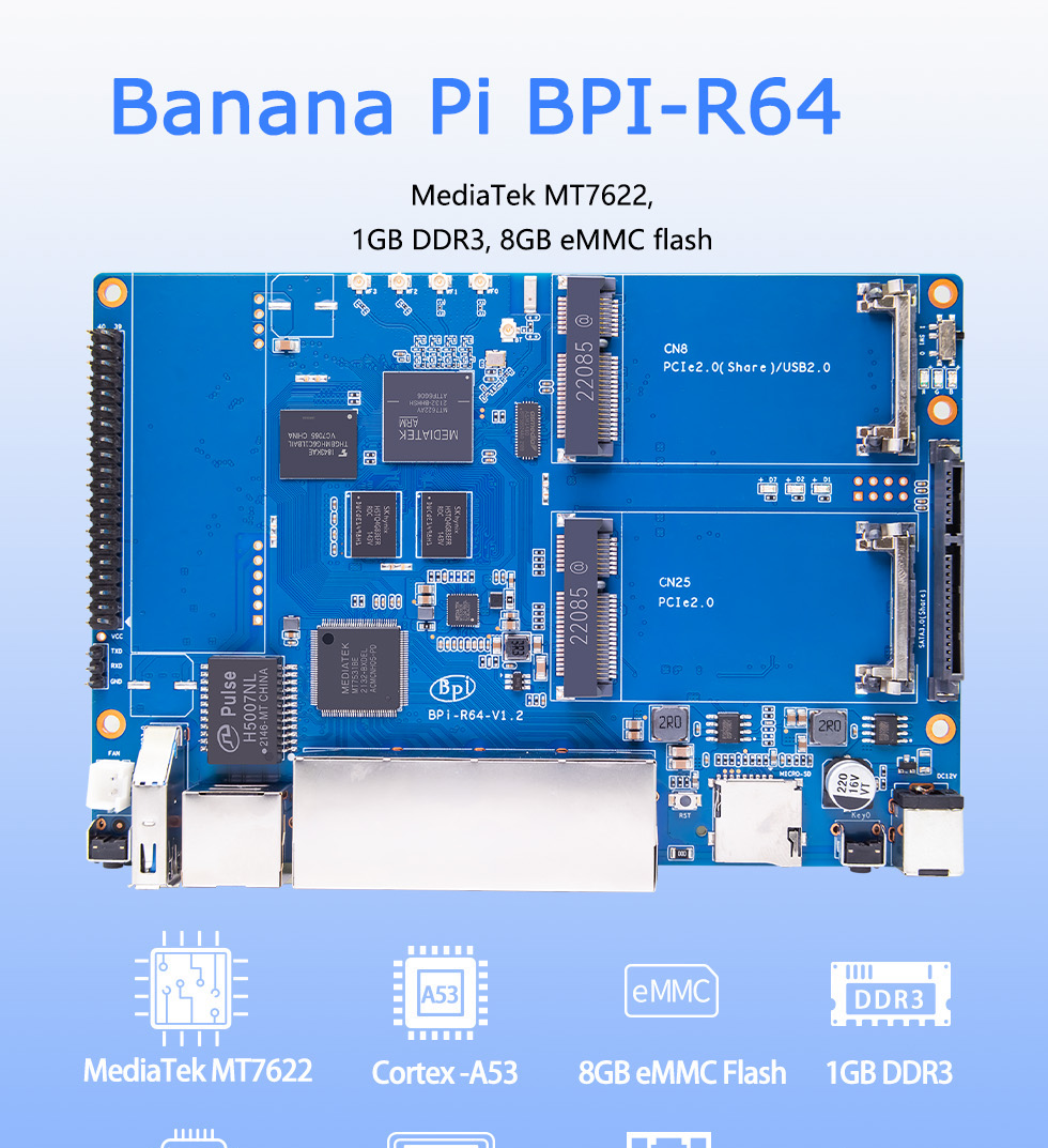 Banana Pi BPI-R64 Router Board MediaTek MT7622