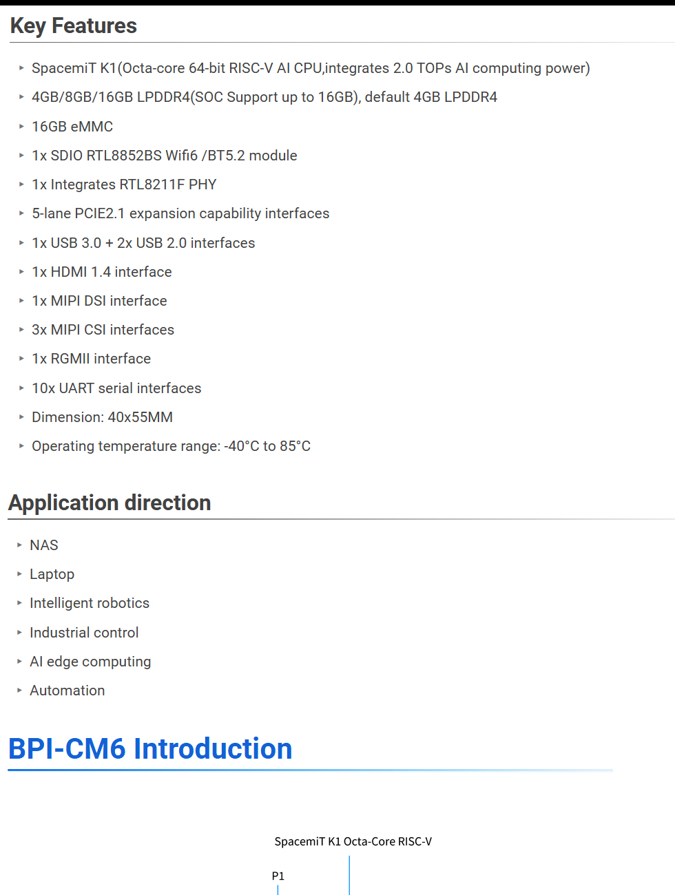 Banana Pi BPI-CM6 SpacemiT K1 8 core RISC-V