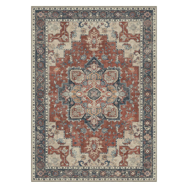 Vintage Red Medallion Persian Rug | Boho Farmhouse Style