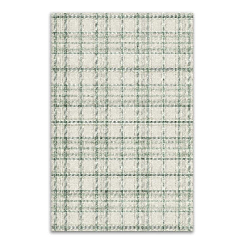 Minimalist Sage Green Plaid Area Rug
