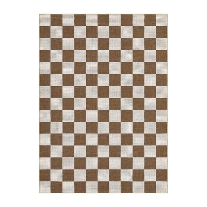 Retro Neutral Checkerboard Floor Carpet