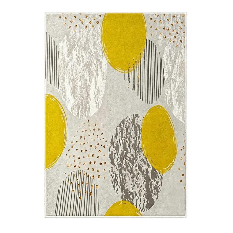 Modern Abstract Yellow & Gray Area Rug