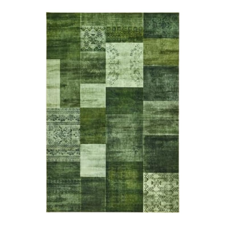 Green Patchwork Geometric Area Rug