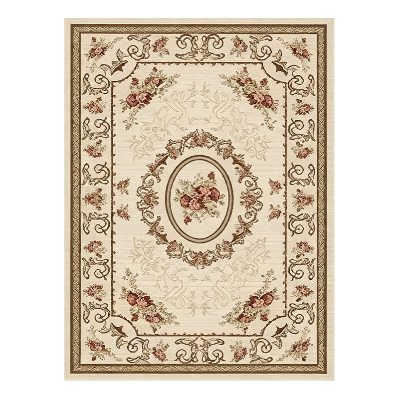 European Floral Medallion Velvet Area Rug