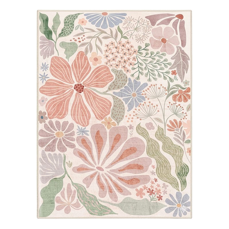 Soft Botanical Floral Area Rug