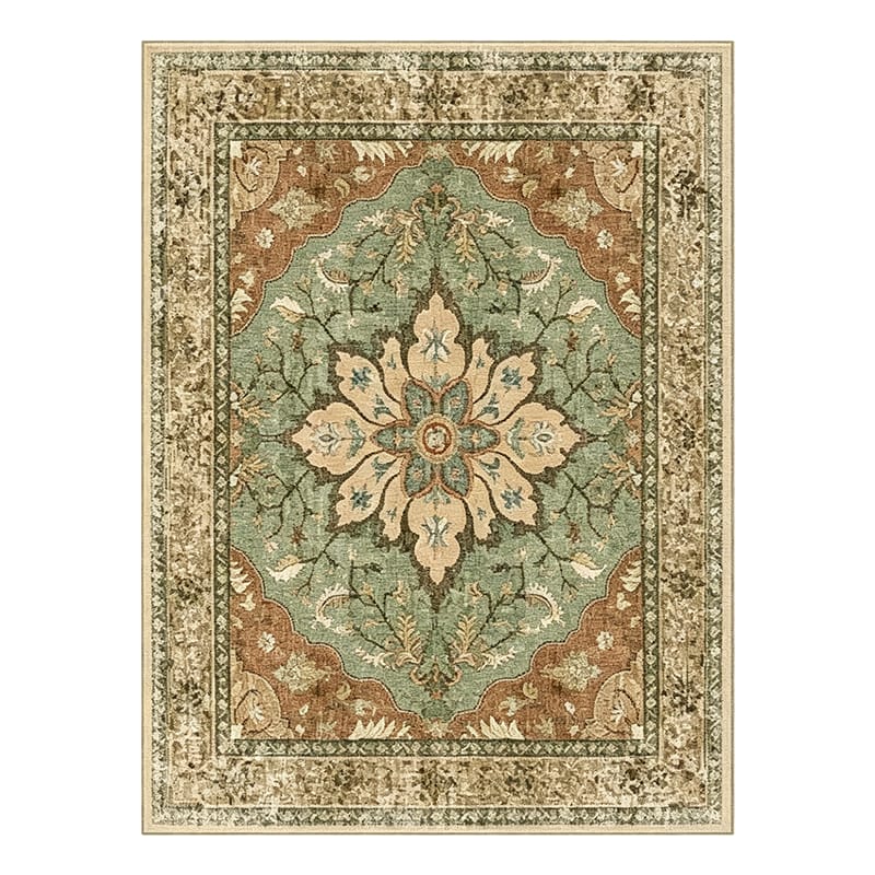 Vintage Distressed Print Area Rug