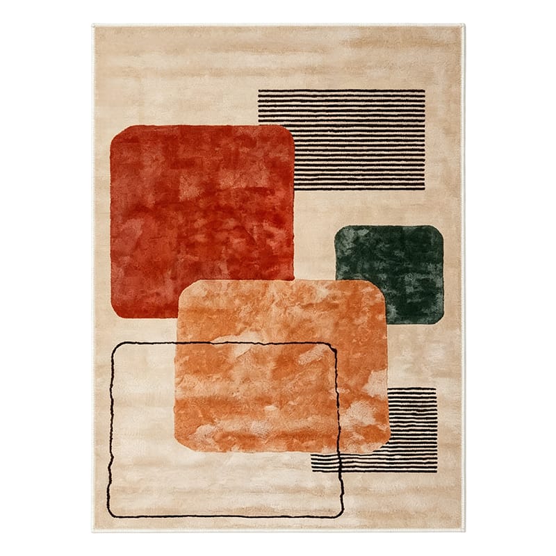 French Abstract Color Block Area Rug