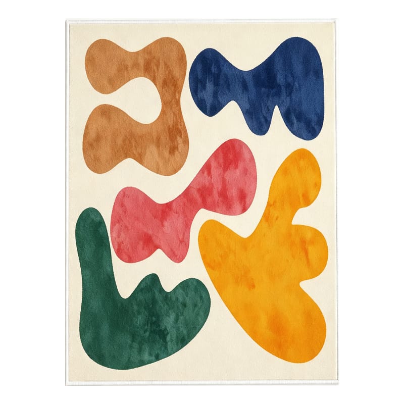 Irregular Color Block Velvet Rug