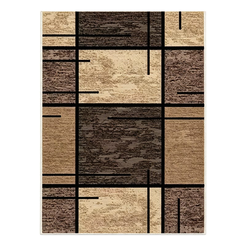 Neutral Geometric Patchwork Area Rug