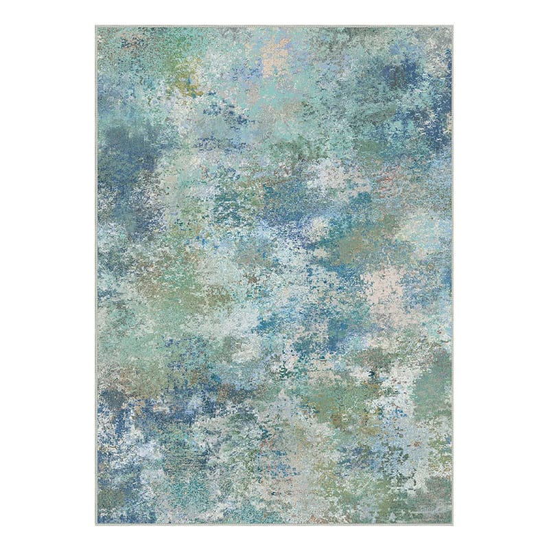 Modern Abstract Watercolor Blue & Green Area Rug