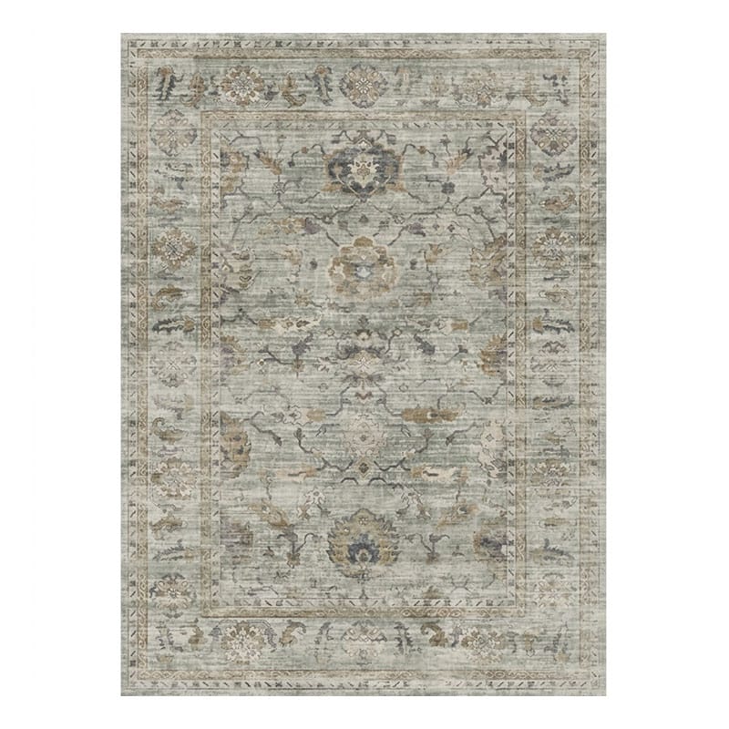Faded Sage Blue Distressed Heritage Area Rug