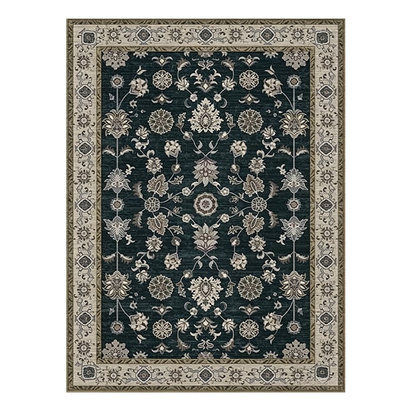 Black Floral Area Rug