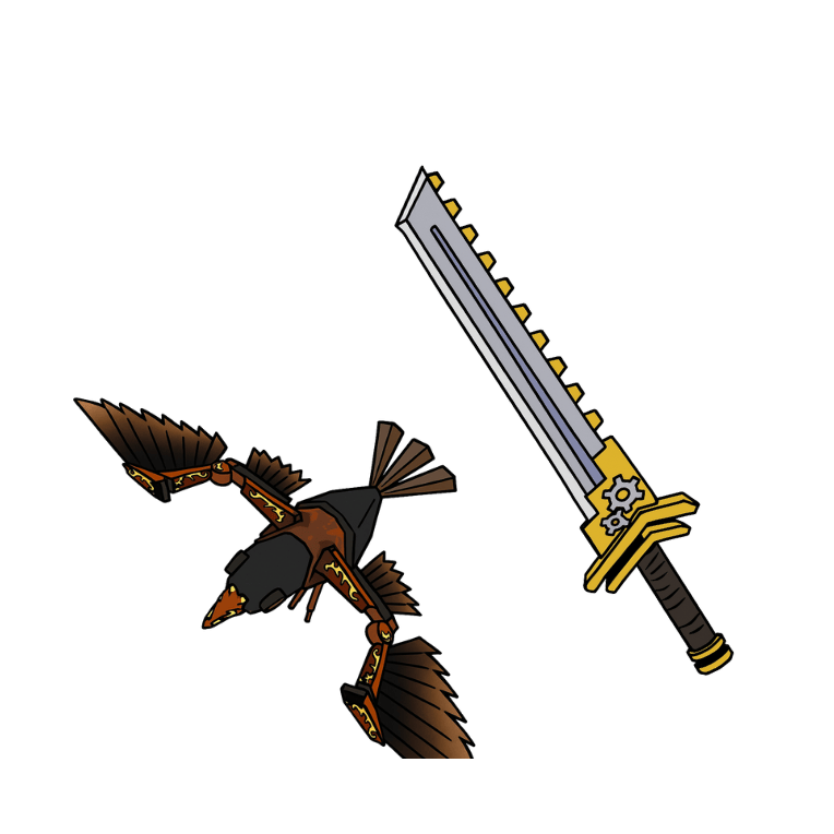 1 bundle: 1 Steambird (pet); 1 Clockwork (knife)