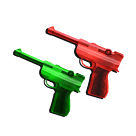 1 bundle: 1 Red Luger (gun); 1 Green Luger (gun)