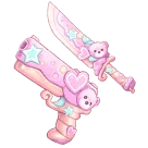 1 bundle: 1 Treat (gun); 1 Sweet (knife)